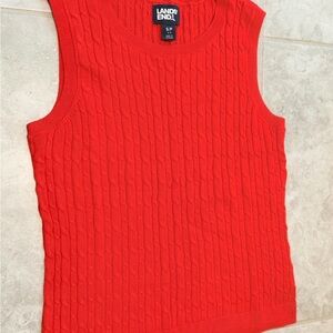 Lands’ End Red Cable Knit Sweater Vest | SP | Classic Preppy | Like New